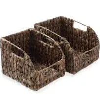 2pk Hyacinth Pantry Baskets, Wicker Kitchen Storage Bins for Cabinets, Shelves