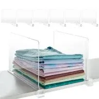 Juvale 6 Pack Clear Shelf Dividers for Closet Organization, Clothes 