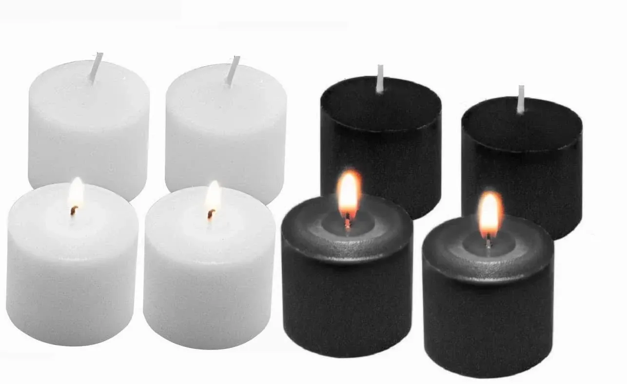 D'light Online Unscented Votive Candles - for Birthdays, Baby Shower, Home Decoration and Weddings (Black and White, 10 Hour - Set of 12)