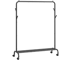 40.7" Wide Single-Rod Clothing Rack with Wheels Ink Black