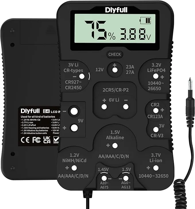 Battery Tester, LCD Display Universal Battery Checker for Ni-MH, Ni-CD, Li-io...