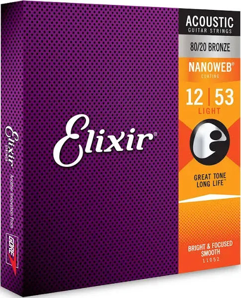 Elixir 80/20 Bronze Acoustic Guitar Strings Nanoweb