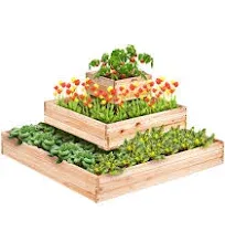 VEVOR Wooden Raised Garden Bed Planter Box Burlywood