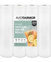 Avid Armor Vacuum Sealer Bags - 4 Pack, 8x25 Rolls | BPA-Free Vacuum Seal Bags for Food Storage, Meal Prep, Sous Vide | Heavy Duty Vacuum Sealer Bags, Fits Foodsaver & Seal a Meal