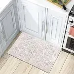 Rugshop Distressed Boho Anti Fatigue Non Slip Stain Resistant Waterproof Standing Mat for Kitchen, Front of Sink, Laundry Room,Standing Desk, Office 18" x 47" Ivory