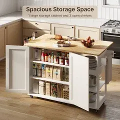 Kitchen Island Cart Rolling Trolley Cart Adjustable Storage Cabinet