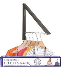 Single Foldable Clothing Rack, Wall-Mounted Retractable Clothes Hanger