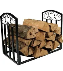 2-Foot Firewood Log Rack - Indoor/Outdoor Black Powder-Coated Steel Decorative F