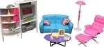 Gloria Dollhouse Furniture Family Room TV Couch Ottoman Playset