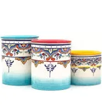 Euro Ceramica 3 Piece Zanzibar Canister Set, Floral