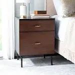 Safavieh Genevieve 2 Drawer Nightstand, Walnut/Black