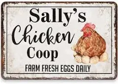 Personalized Chicken Coop Signs, Farm Fresh Eggs Daily Funny Chicken Farmhouse Decor Metal Sign, VIntage Wall Art for Coop, Barn, and Patio Decor