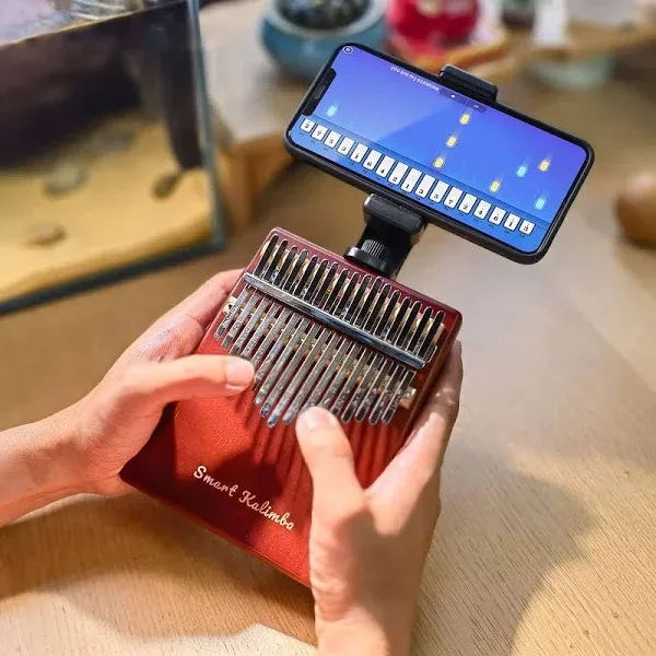 Smart Kalimba with APP Tuning Hammer Thumb Piano 17 Keys Portable Finger Easy-to-Learn Musical Instrument Beginner Kids Adult Christmas Gift (Claret Red)