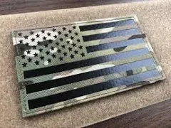 5x3 inch Large Black Infrared IR US USA American Flag Patch Tactical HOOK &amp; LOOP