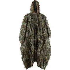 Men Zicac Outdoor 3D Leaves Camouflage Ghillie Poncho Camo Cape Cloak Stealth Ghillie Suit Military CS Woodland Hunting Poncho