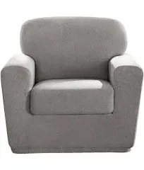 Cedar Stretch Texture Two Piece Chair Slipcover | Form Fit | Machine Washable