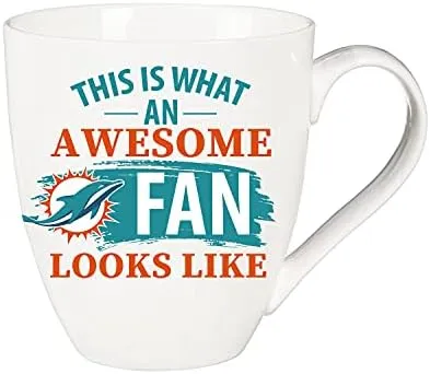 Miami Dolphins Coffee Mug 17oz Ceramic 2 Piece Set with Gift Box