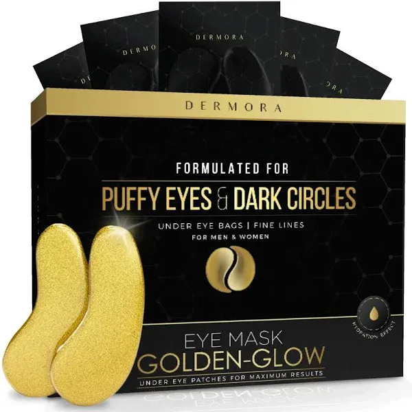 DERMORA 24K Gold Eye Mask- 20 Pairs - Puffy Eyes and Dark Circles Treatments