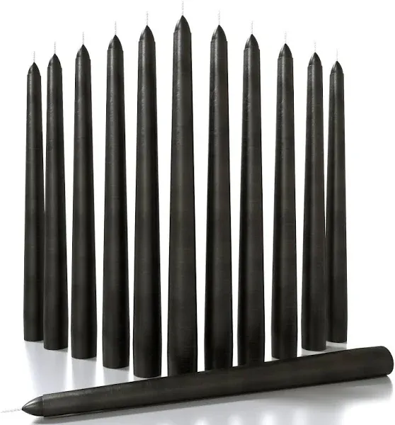 CANDWAX 10 inch Taper Candles Set of 4 - Tall Candles Unscented - Black Candl...