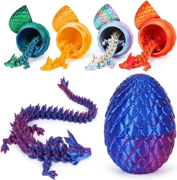 3D Printed Dragon Egg, Dragon Eggs with Dragon Inside, Crystal Articulated Dragon, Mystery Dragon Egg Fidget Toy, 3D Dragon Eggs Surprise Fidget Toy (Candy)