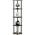 Furinno Turn-N-Tube 5 Tier Corner Display Rack Multipurpose Shelving Unit, Columbia Walnut/Black