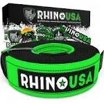 Rhino USA Tree Saver Tow Strap (10' x 4") - Lab Tested 40,320lb Break Strength - Heavy Duty Draw String Included - Triple Reinforced Loop Straps - Emergency Off Road Recovery Rope