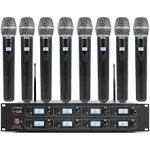 Pyle 8-Channel Wireless Microphone & Receiver System (8) Handheld Transmitter Mics PDWM8250