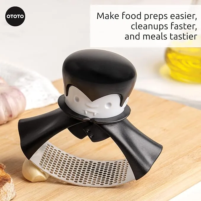 OTOTO Rockula Garlic Press Rocker - Garlic Masher, Garlic Rocker, Rocking Garlic Press Stainless Steel - Garlic Smasher Spooky Gifts - Easy to Clean