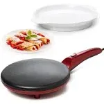 Moss & Stone Electric Crepe Maker, Pan Apo Portable Crepe Maker & Hot Plate Cooktop On/Off Switch, Nonstick Coating, Automatic Temperature Control, Easy To Use For Pancakes, Blintz, Chapati