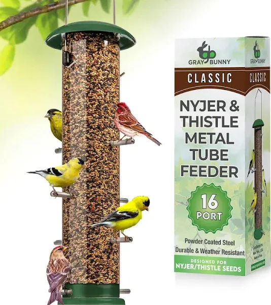 Durable Metal and Plastic Thistle Feeder with 8 Feeding Ports