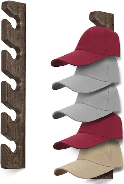 keletop Hat Rack for Wall Baseball Cap Organizer Hanger (2 Pack) Modern Wooden Hat Holder Wall-Mounted Caps Display for Closet Door Bedroom