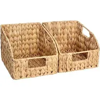 Pantry Baskets for Organizing, Wicker Baskets with Built-In Handles, Handwoven W