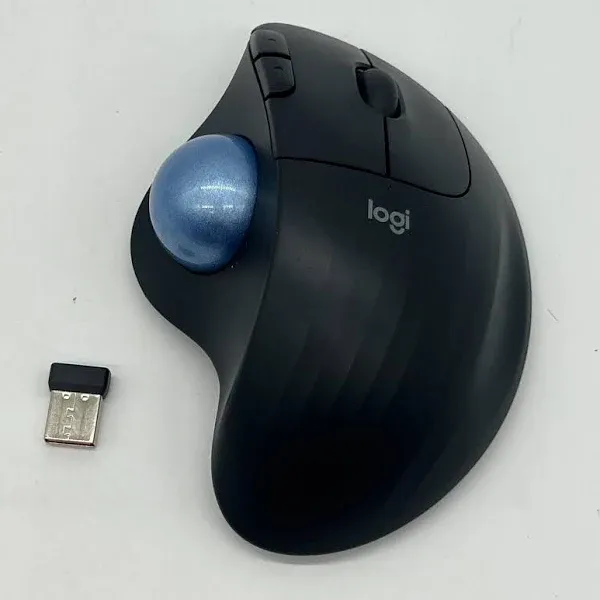 Logitech Ergo M575 New Version Wireless Trackball Mouse, Easy Thumb Control, Precision and Smooth Tracking, Ergonomic Comfort Design, Windows/Mac, Bluetooth, USB - Graphite Extra Battery Bundle