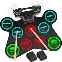 FVEREY Electronic Drum Set for Kids - 9 Drum Pads, 2 Pedals & 2 Sticks, Drum Kit with Headphone Jack, Rechargeable Drums Pad for Kid Age 8-12, Gifts for Boys & Girls Ages 7 8 9 10 11 12 13+ Year Old