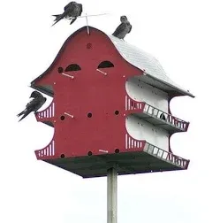 16 Room Purple Martin Barn Birdhouse for Outdoors, Garden, and Backyard Decor