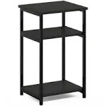 Furinno Just 3-Tier Industrial Metal Frame End Table with Storage Shelves 1-Pack Espresso