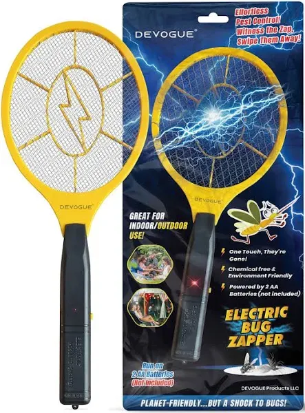 DEVOGUE® Pack of 2 Electric Fly Swatter Bug Zapper Battery Operated Flies Killer Indoor & Outdoor Pest Control Mosquito Zapper and Insect Catcher Racket (Packing May Vary)