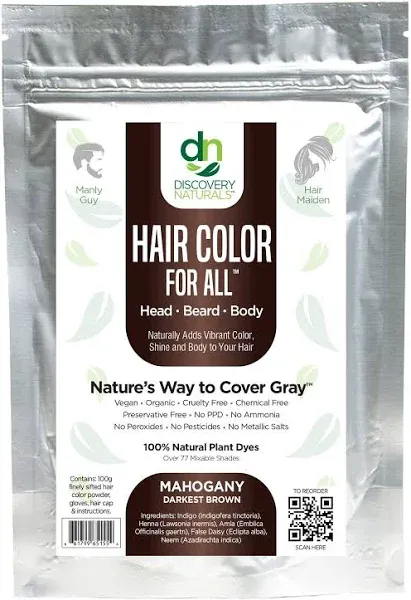 Brown Henna Hair Color For All Kit 100% All Natural Powder Hair Dye Beard Dye Organic