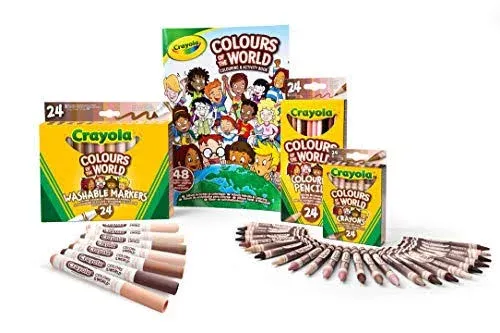 CRAYOLA Colours of The World - Set of 24 Wax Pencils, 24 Felt-Tip Pens