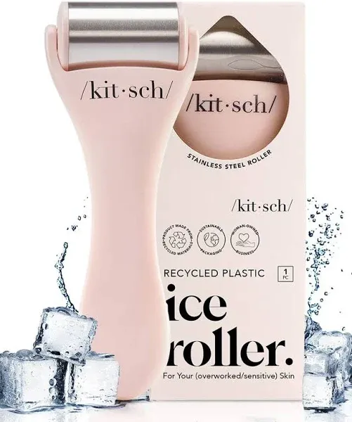 Kitsch Ice Roller for Face - Stainless Steel Ice Face Roller Skin Care | Face Ice Roller for Skin Irritation | Ice Facial Roller for Sensitive Skin | Ice Roller for Face & Eye Puffiness Relief (Pink)