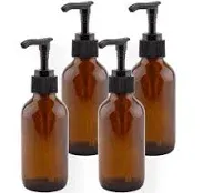 Cornucopia 4oz Amber Glass Pump Bottles (4-Pack)