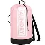 Pink Laundry Backpack Large Heavy Duty Laundry Bag with Adjustable Shoulder S...