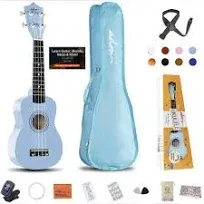 Adm Soprano Ukulele for Beginners 21 Inch Hawaiian Wood Ukelele Kit for Kids Adult Student Starter Professional Ukalelee Pack Bundle with Free