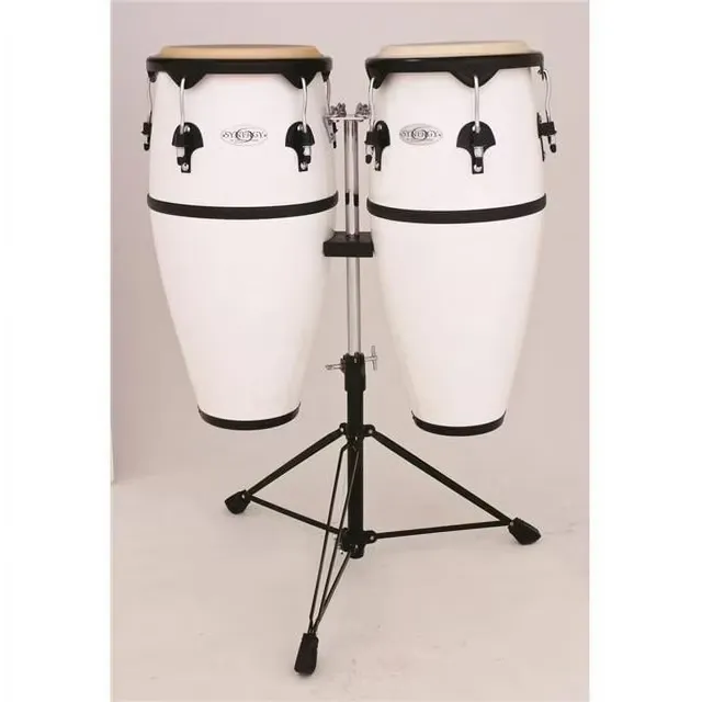 Toca  Synergy Fiberglass Double Conga Set with Stand, White