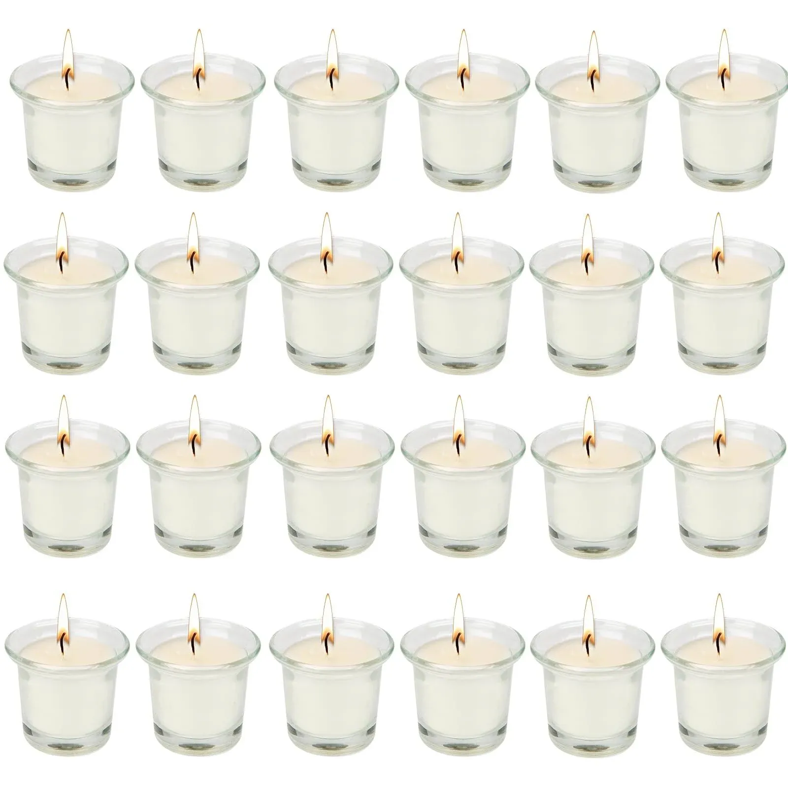 SOFT BREEZE 24 Pack Unscented Votive Candles in Glass, White Glass Tealight Candles,Votive Candles Bulk, Transparent Glass Filled,Ideal Gifts for Wishing,Spa, Weddings, Birthdays,Holidays, Party