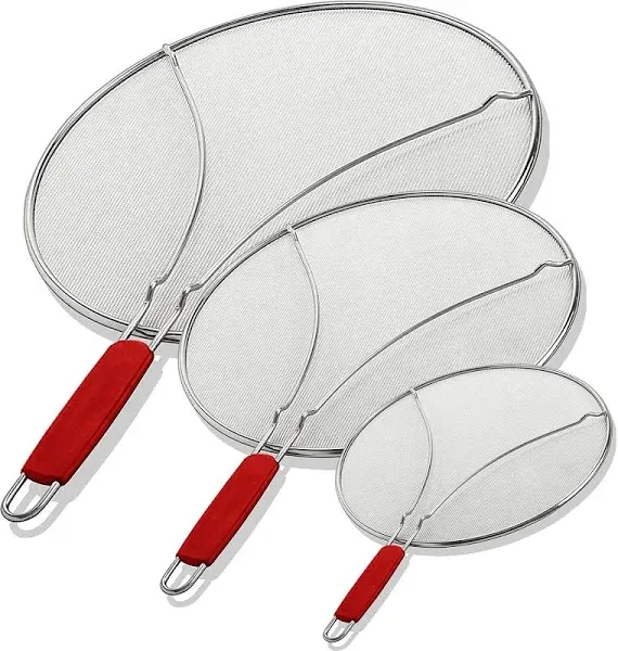 ALPHA LIVING Set of 3-13", 11.5", 9.5" Guard Frying Pan Splatter Screen