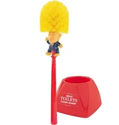 Fairly Odd Novelties Donald Trump Toilet Bowl Brush W/Holder - Makes Perfect White Elephant Novelty Gag Political Gift Make Toilets Clean Again, Red, (FON-10344)