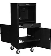 Mobile Security Computer Cabinet, Black, 24-1/2"W x 22-1/2"D x 60-3/8"H - Black - 22.5"L x 24.5"W x 60.38"H