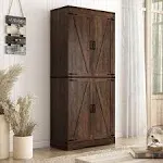 Blotout 71" Farmhouse Tall Storage Cabinet with 5 Layers Adjustable Shelves,Kitchen Pantry Storage Cabinet with 4 Barn Doors,Storage Cabinet for Kitchen,