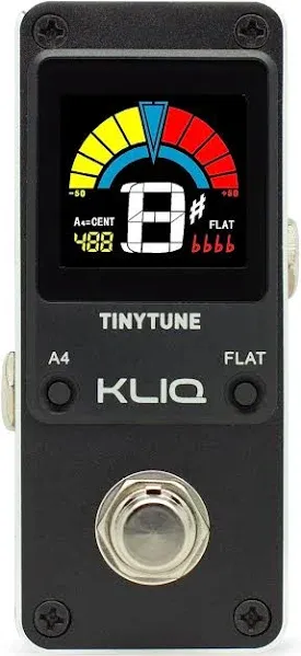 KLIQ TinyTune Tuner Pedal for Guitar and Bass - Mini - Chromatic - with Pitch Calibration and Flat Tuning (Power Supply Required)